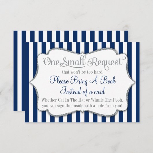 Navy Blue White Grey Baby shower brengt een Kaart  (Voorkant / Achterkant)