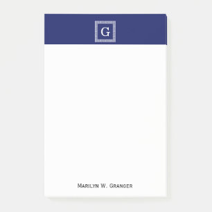 Navy Blue White — Griekse sleutel #1 gevat monogra Post-it® Notes