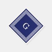 Navy Blue White — Griekse sleutel #1 gevat monogra Servetten (Hoek)