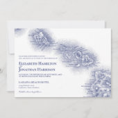 Navy Blue White Hawaii Map Wedding Kaart (Voorkant)