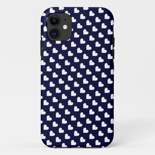 Navy Blue & White Heart Pattern iPhone 5 Hoesje (Achterkant)