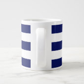 Navy Blue White Horiz Preppy Stripe #3 Monogram Grote Koffiekop (Achterkant)