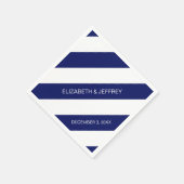 Navy Blue White Horiz Preppy Stripe #3 Monogram Servetten (Hoek)