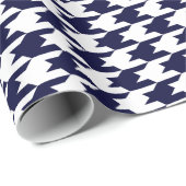 Navy Blue & White Houndstooth Pattern Cadeaupapier (Rol Hoek)