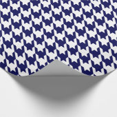 Navy Blue White Huge Houndstooth Cadeaupapier (Hoek)