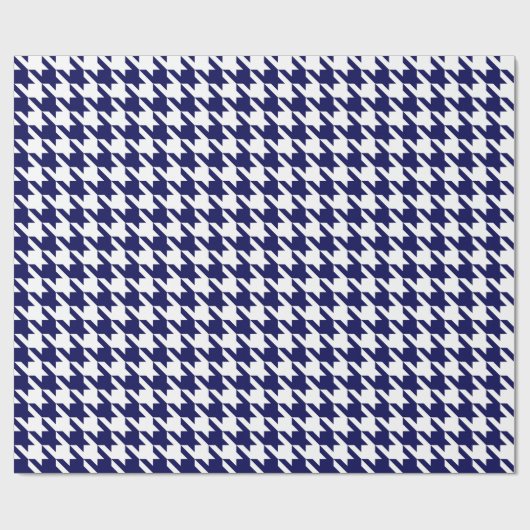 Navy Blue White Huge Houndstooth Cadeaupapier (Vlak)