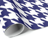 Navy Blue White Huge Houndstooth Cadeaupapier (Rol Hoek)