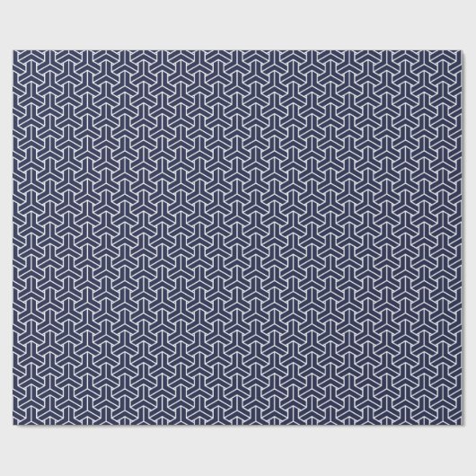  Navy Blue White Japan Bishamon Pattern Cadeaupapier (Vlak)