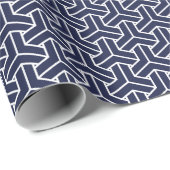  Navy Blue White Japan Bishamon Pattern Cadeaupapier (Rol Hoek)