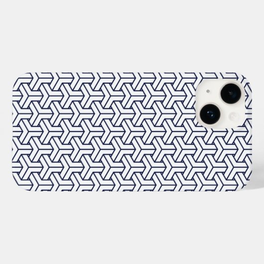  Navy Blue White Japan Bishamon Pattern Case-Mate iPhone Case (Achterkant (horizontaal))