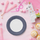  Navy Blue White Japan Bishamon Pattern Papieren Bordje (Feest)