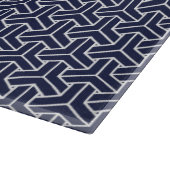 Navy Blue White Japan Bishamon Pattern Snijplank (Hoek)