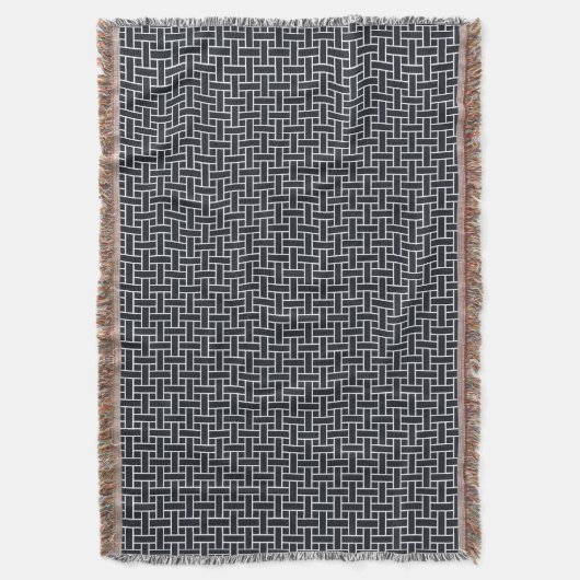  Navy Blue White Japan Weaving Pattern Deken (Voorkant Verticaal)