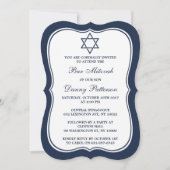 Navy Blue & White Jewish Star van David Bar Mitzva Kaart (Voorkant)