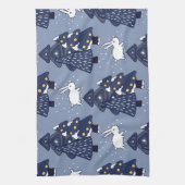 Navy Blue White-kerstboomvakantie Theedoek (Verticaal)