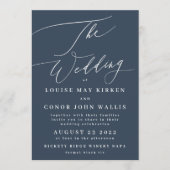 Navy Blue White legant The Wedding Kaart (Voorkant)