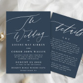 Navy Blue White legant The Wedding Kaart