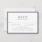 Navy Blue White Lijst Wedding RSVP Meal Choice (Voorkant)