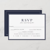 Navy Blue White Lijst Wedding RSVP Meal Choice (Voorkant / Achterkant)