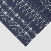 Navy Blue White Lines Tie Dye Traditioneel Patroon Tissuepapier (Detail)