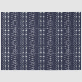 Navy Blue White Lines Tie Dye Traditioneel Patroon Tissuepapier