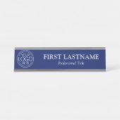 Navy Blue White - Logo, naam, titel Bureau Naambordje (Voorkant)