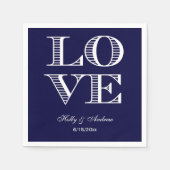 Navy Blue White LOVE Napkins Servetten (Voorkant)