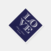 Navy Blue White LOVE Napkins Servetten (Hoek)