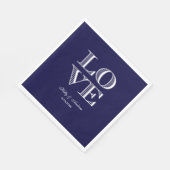 Navy Blue White LOVE Napkins Servetten (Hoek)