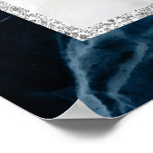 Navy Blue White Marble Wedding Welcome Sign Poster (Hoek)