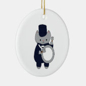 Navy Blue White Marching Band Drummer Cat Keramisch Ornament (Rechts)