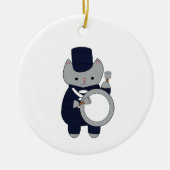 Navy Blue White Marching Band Drummer Cat Keramisch Ornament (Voorkant)
