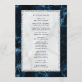 Navy Blue White Marmer Wedding Programme Programmakaart (Achterkant)