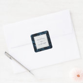 Navy Blue White marmer Wedding Vierkante Sticker (Envelop)