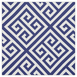 Navy Blue White Med Greek Key Diag T Pattern #1 Stof