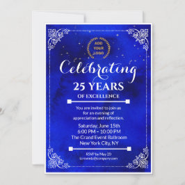 Navy Blue & White Milestone Business Event Uitnodi Kaart