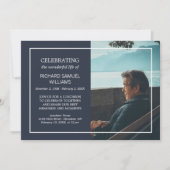 Navy Blue & White Minimal Celebring Life | Foto Kaart (Voorkant)