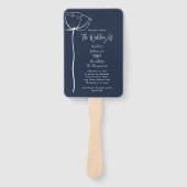 Navy Blue White Minimal Simple Floral Program Handwaaier (Voorkant)