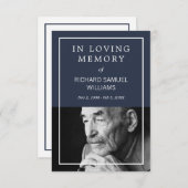 Navy Blue White — minimale fotogebeerkaart Informatiekaartje (Voorkant / Achterkant)