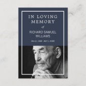 Navy Blue White — minimale fotogebeerkaart Informatiekaartje (Voorkant)