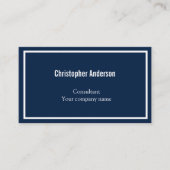 Navy Blue White — minimale professionele ondernemi Visitekaartje (Voorkant)