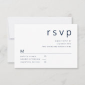 Navy Blue White Minimalist Typography Wedding RSVP Kaartje (Voorkant)