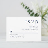 Navy Blue White Minimalist Typography Wedding RSVP Kaartje (Staand voorkant)