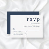 Navy Blue White Minimalist Typography Wedding RSVP Kaartje
