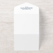 Navy Blue White | Minimalistische moderne elegante All In One Uitnodiging (Buiten)