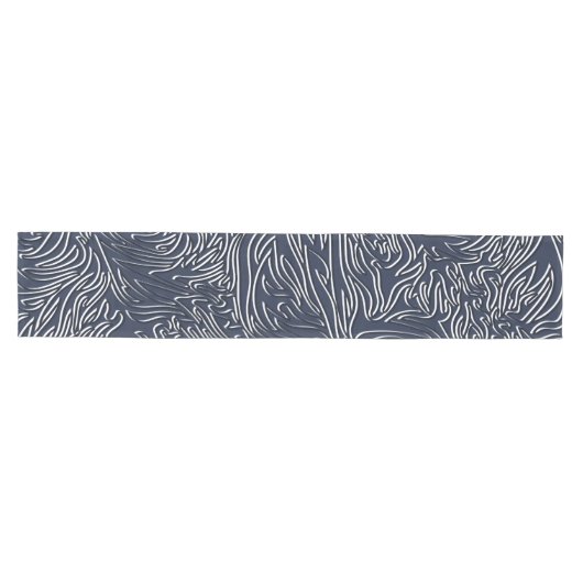 Navy Blue & White Modern Abstract Lineair Patroon Medium Tafelloper (Horizontaal)