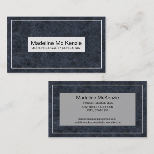 Navy Blue White Modern Blogger Consultant Business Visitekaartje (Voorkant / Achterkant)