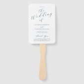 Navy Blue White Modern Calligraphy Wedding Program Handwaaier (Voorkant)