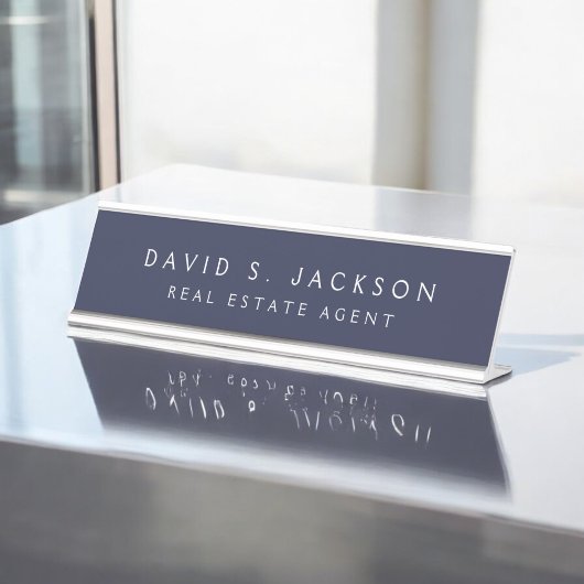 Navy Blue White Modern Elegant Professional Classy Bureau Naambordje