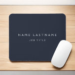 Navy Blue White Modern Elegant Professional Classy Muismat<br><div class="desc">Custom Luxury Executive Navy Blue and White Minimalist Business Mousepad (Muismat) met witlettertypografie voor de monogrammen voeg uw eigen naam en beroep of functie toe. Het Business Professional Name Bord kan worden aangepast met jouw naam en functietitel. Neem contact op met de ontwerper voor aangepaste overeenkomende items.</div>